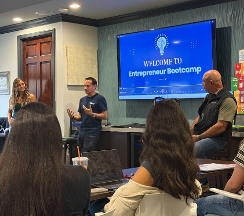 Students and mentors at the Entrepreneur Bootcamp opening session